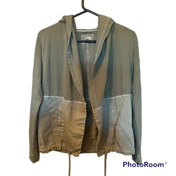 Anthropologie Postmark X-Small Green Open Front Anorak Hooded Jacket - Picture 1 of 15
